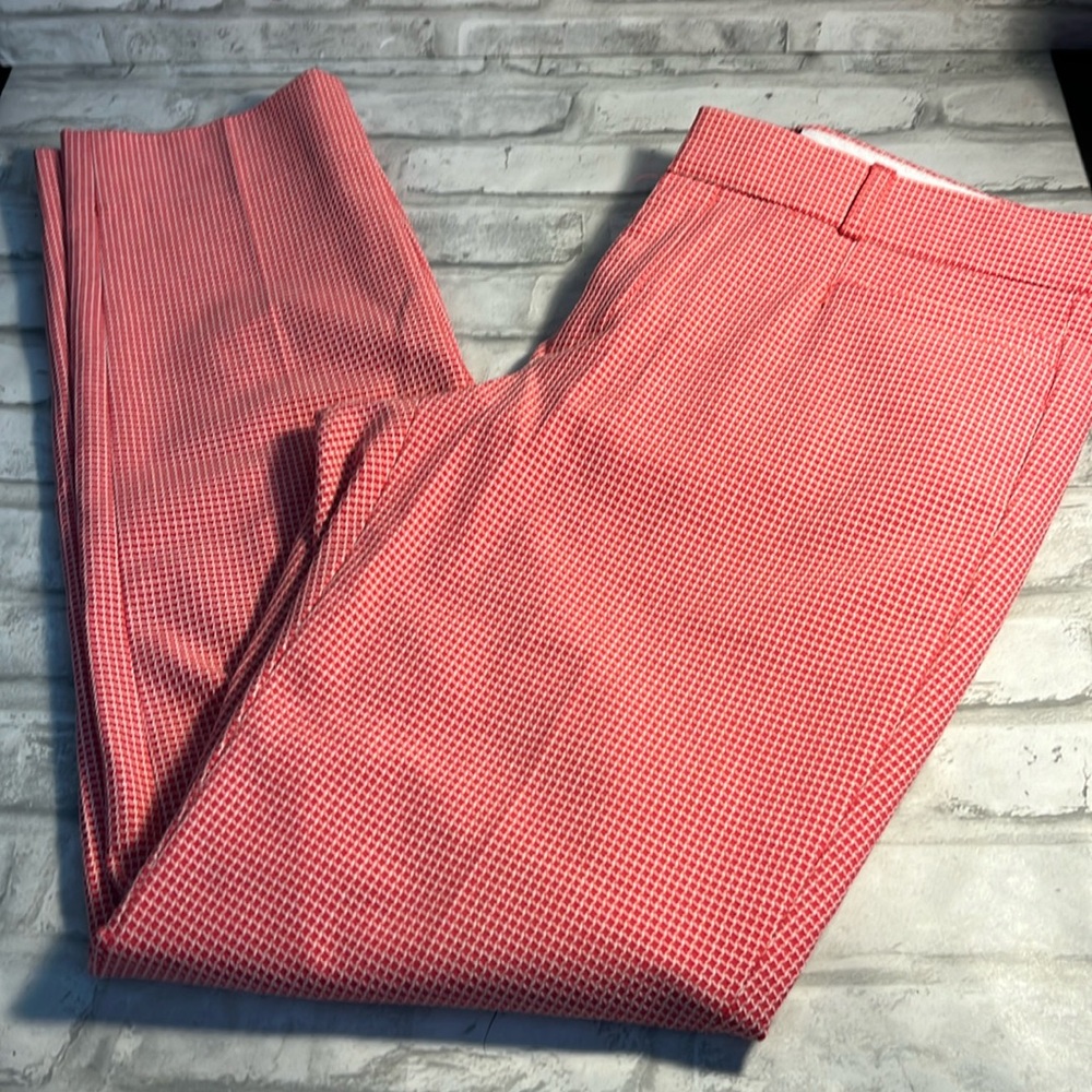 Banana Republic size 4 orange white textured checker polyester spandex pants